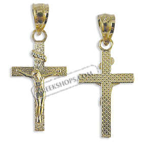 14k Gold Cross Pendant - Crucifix (22mm)