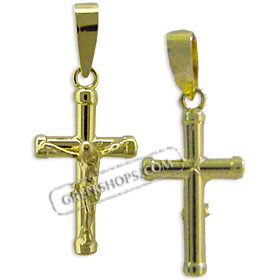 18k Gold Cross Pendant - Crucifix (23mm)