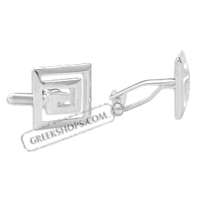 Sterling Silver Cufflinks - Greek Key Square (14mm)