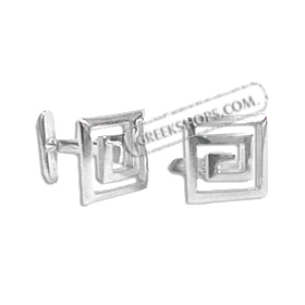 Sterling Silver Cufflinks -  Greek Key Square (10mm)