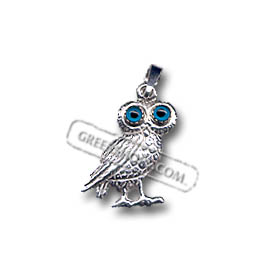 Platinum Plated Sterling Silver Pendant - Standing Owl (19mm)