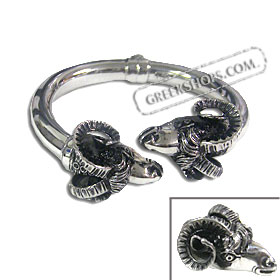 The Venus Collection - Platinum Plated Sterling Silver Bracelet - Double Rams Head