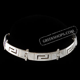The Athena Collection - Sterling Silver Bracelet w/ Greek Key Links (7mm)