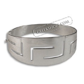 The Athena Collection - Sterling Silver Cuff Bracelet w/ Greek Key (27mm)