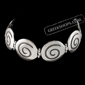 The Ariadne Collection - Sterling Silver Bracelet w/ Swirl Motif Links (22mm)