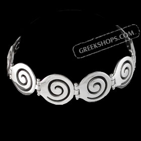The Ariadne Collection - Sterling Silver Bracelet w/ Swirl Motif Links (25mm)