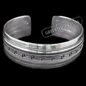 The Athena Collection - Sterling Silver Cuff Bracelet Greek Key Rope (2.1cm)