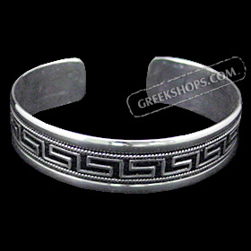 The Athena Collection - Sterling Silver Cuff Bracelet Large Greek Key Rope (1.6cm)