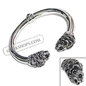 The Venus Collection - Platinum Plated Sterling Silver Bracelet - Double Lions Head