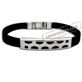 Rubber and Stainless Steel Bracelet with Box Clasp (9mm)