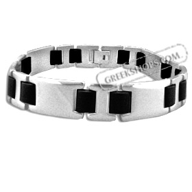 Rubber and Stainless Steel Bracelet with Box Clasp (12mm)