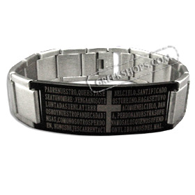 Stainless Steel Bracelet with Box Clasp - Cross & Prayer (18mm)