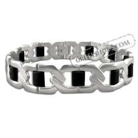 Rubber and Stainless Steel Bracelet with Box Clasp (14mm)