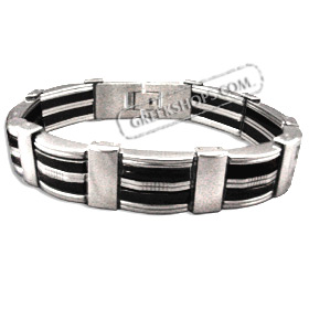 Rubber and Stainless Steel Bracelet with Box Clasp (13mm)