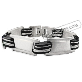 Rubber and Stainless Steel Bracelet with Box Clasp (13mm)