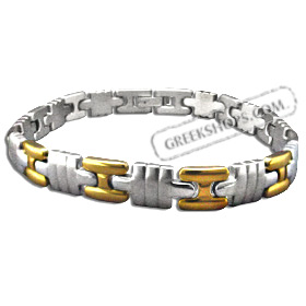 Stainless Steel Bracelet with Box Clasp - Gold & Silver Links (8mm)
