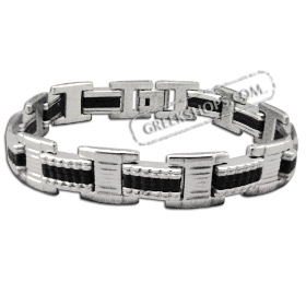 Rubber and Stainless Steel Bracelet with Box Clasp (12mm)