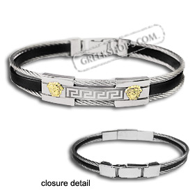 The Hephaestus Collection - Rubber and Steel Bracelet with 18k Gold Emblem - Double Aphrodite