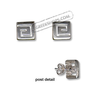 Sterling Silver Earrings - Greek Key (10mm)