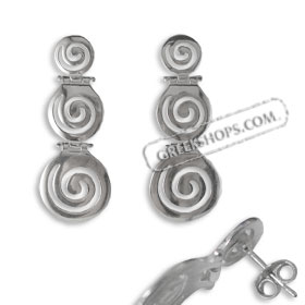 The Ariadne Collection - Sterling Silver Earrings w/ Swirl Motif Links (43mm)