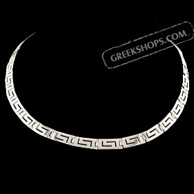 The Athena Collection - Sterling Silver Necklace w/ Greek Key Links (7mm)