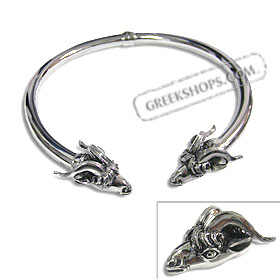 The Venus Collection - Platinum Plated Sterling Silver Necklace - Double Rams Head