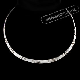 The Athena Collection - Sterling Silver Necklace w/ Greek Key Links (5mm)