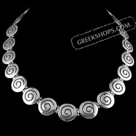 The Ariadne Collection - Sterling Silver Necklace w/ Swirl Motif Links (20mm)