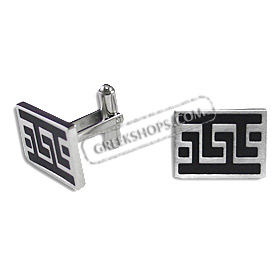Stainless Steel Cufflinks - Greek Key Motif (20mm)