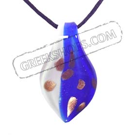 Murano Glass Teardrop Pendant - Blue & White Special 30% off