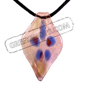 Murano Glass Teardrop Pendant - Pink & Blue Flower Special 30% off