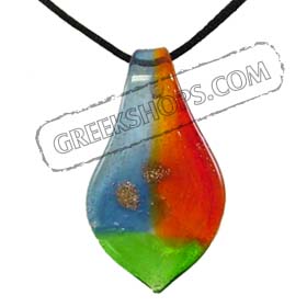 Murano Glass Teardrop Pendant - Tri-Color