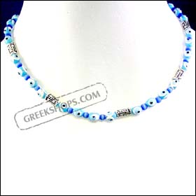 Necklace with Evil Eye Beads KI10 Light Blue