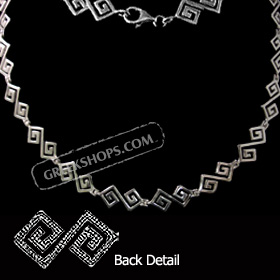 Sterling Silver Necklace - Handcrafted Greek Key Motif Links (44mm)