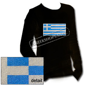 Greek Flag Rectangle Sparkling Longsleeve Shirt