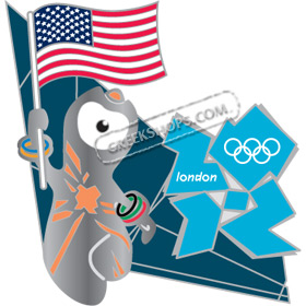 London 2012 Mascot Wenlock US Flag Pin