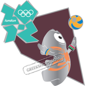 London 2012 Mascot Wenlock Volleyball Sports Pin
