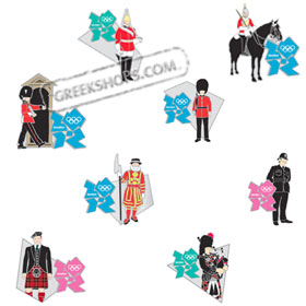London 2012 Royal Guards to Scottish Bagpipers 8-Pin Set