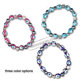 Evil Eye Bracelet - Heart and Flower Beads