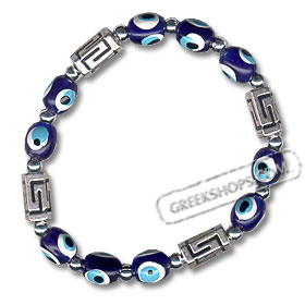 Evil Eye Bracelet - Rectangle Greek Key