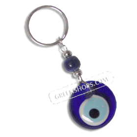 Evil Eye Keychain with Blue Glass Bead