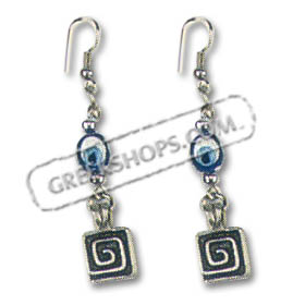 Evil Eye Greek Key Earrings Style SK24