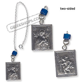 Sterling Silver Rear-View Mirror Charm - Virgin Mary and St. Christopher