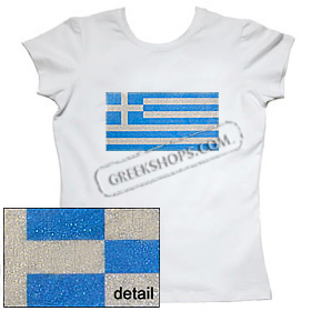 Greek Flag Rectangle Sparkling Womens Fitted Tshirt