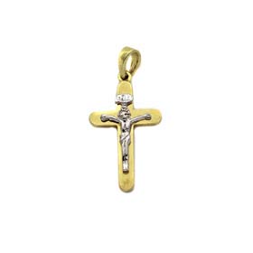 14K Gold Cross with Crucifix in white gold, 22mm