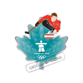 LIMITED EDITION Vancouver 2010 Clear Aqua Leaf - Curler Pin
