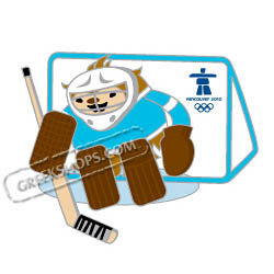 Vancouver 2010 Mascot Quatchi Ice Hockey Pin
