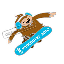 Vancouver 2010 Mascot Quatchi Snowboard Cross Pin