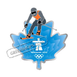 Vancouver 2010 Clear Blue Leaf Skier Pin