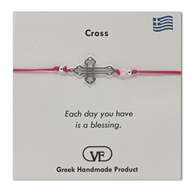 The Filia Bracelet Collection:: Greek Cross Adjustable Macrame Pink Bracelet